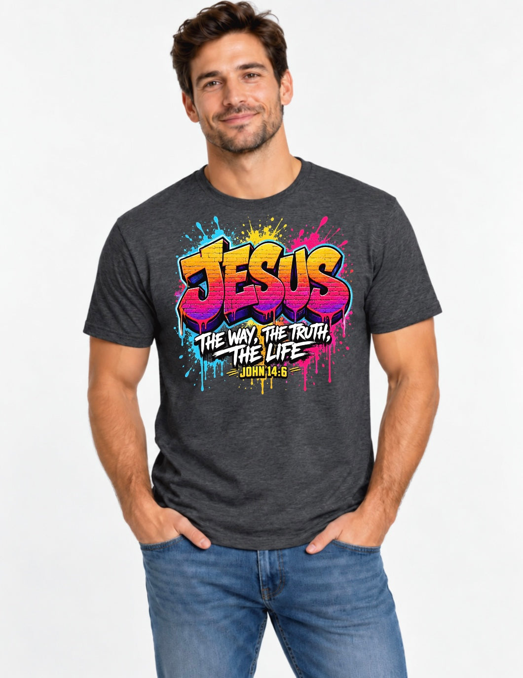 Jesus The Way, The Truth, The Life Christian Graphic Tee Men’s