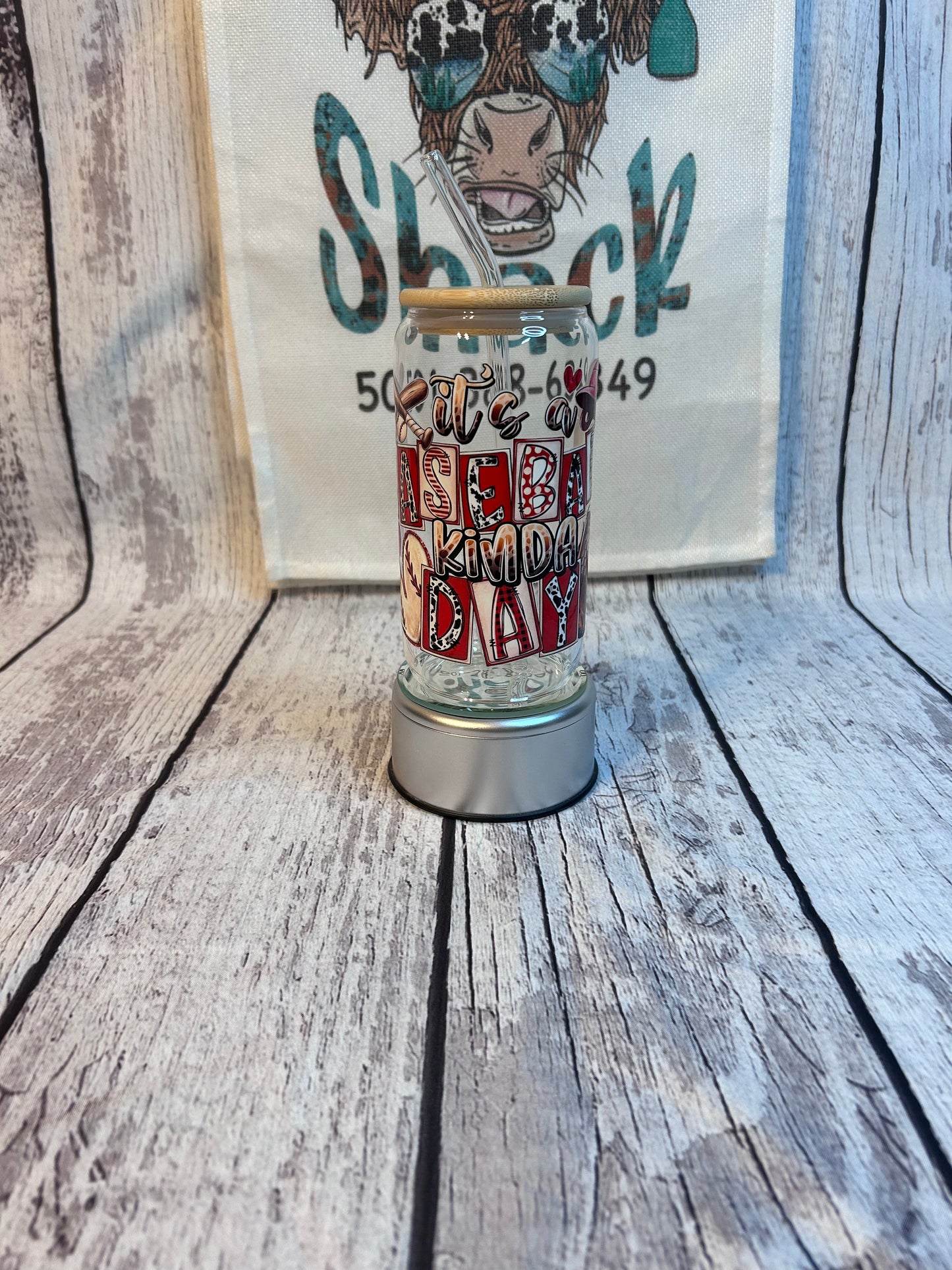 It’s a Baseball kinda day 16oz glass cups