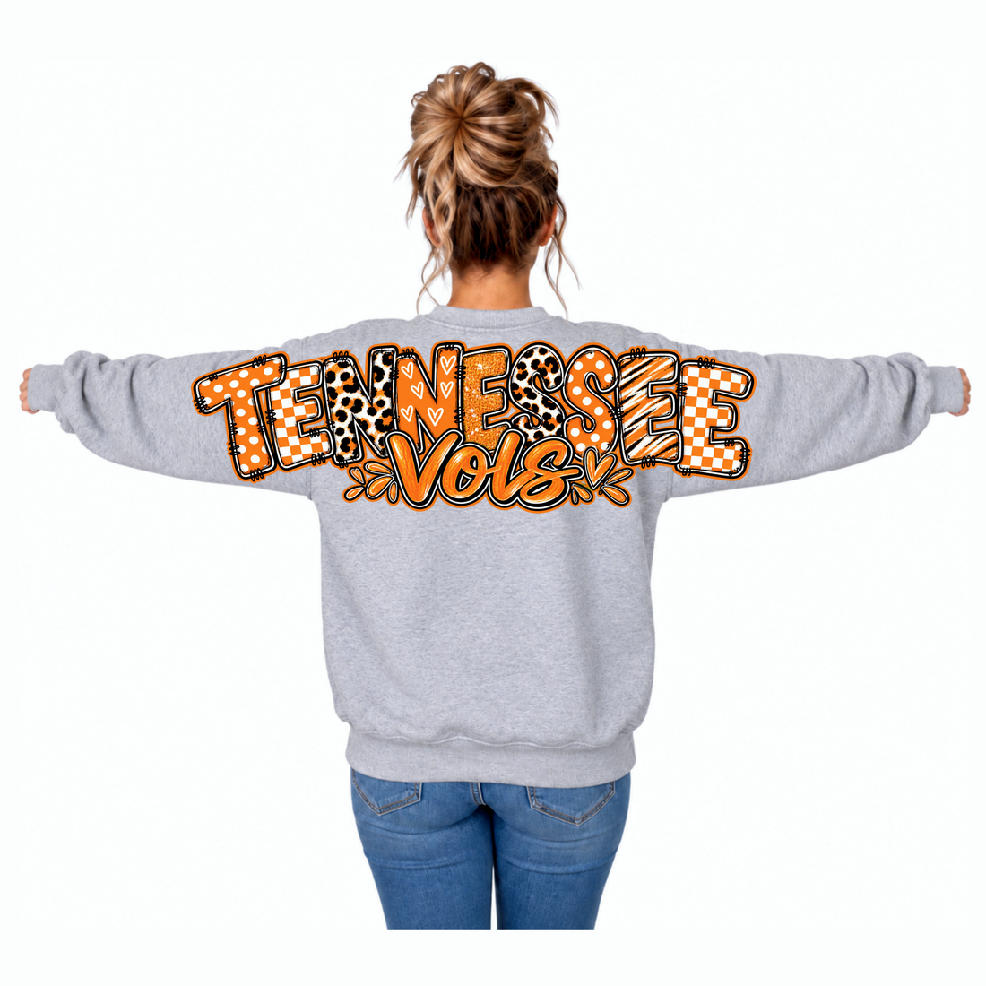 Tennessee Vols Orange Doodle Print Crewneck Sweatshirt