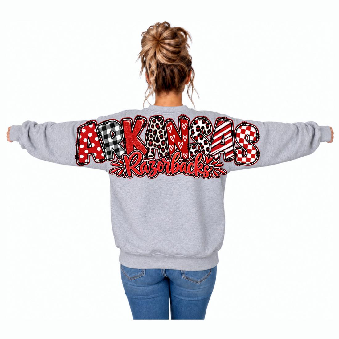 Arkansas Razorbacks Doodle Print Crewneck Sweatshirt