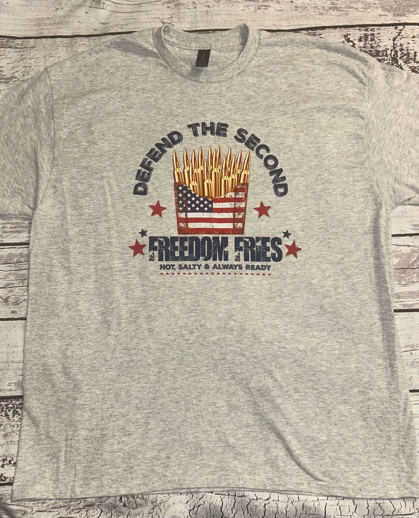 Defend the Second Freedom Fries Hot & Salty Grey T-Shirt 