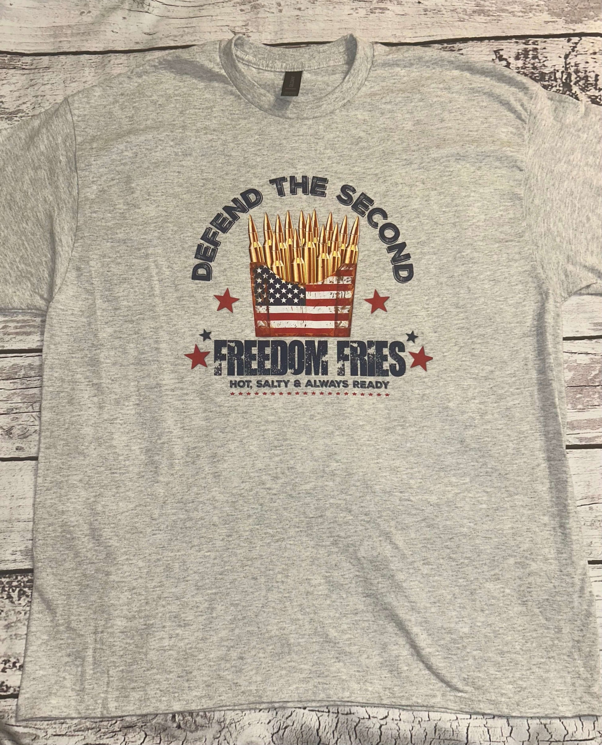 Defend the Second Freedom Fries Hot & Salty Grey T-Shirt 