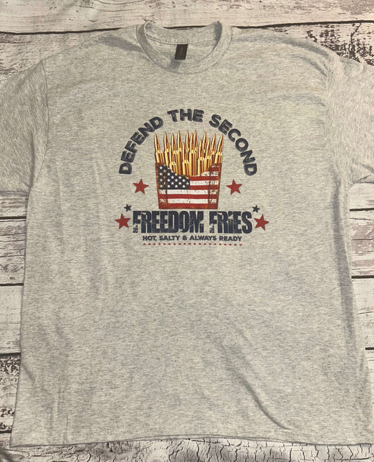 Defend the Second Freedom Fries Hot & Salty Grey T-Shirt 
