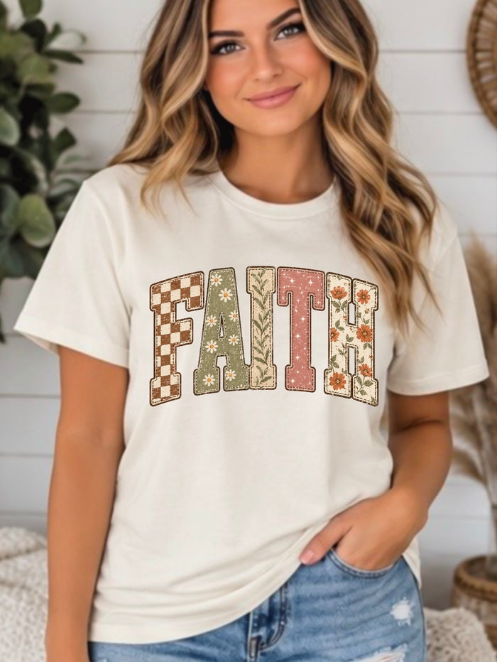 Vintage Floral FAITH Christian Graphic Tee