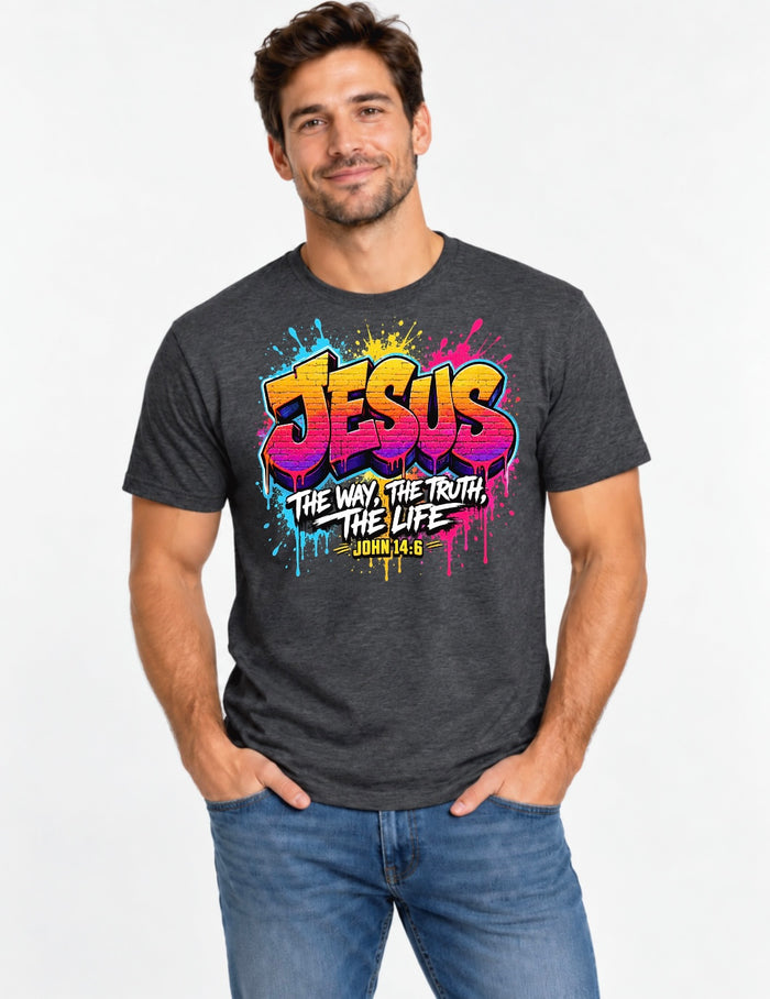 Jesus The Way, The Truth, The Life Christian Graphic Tee Men’s