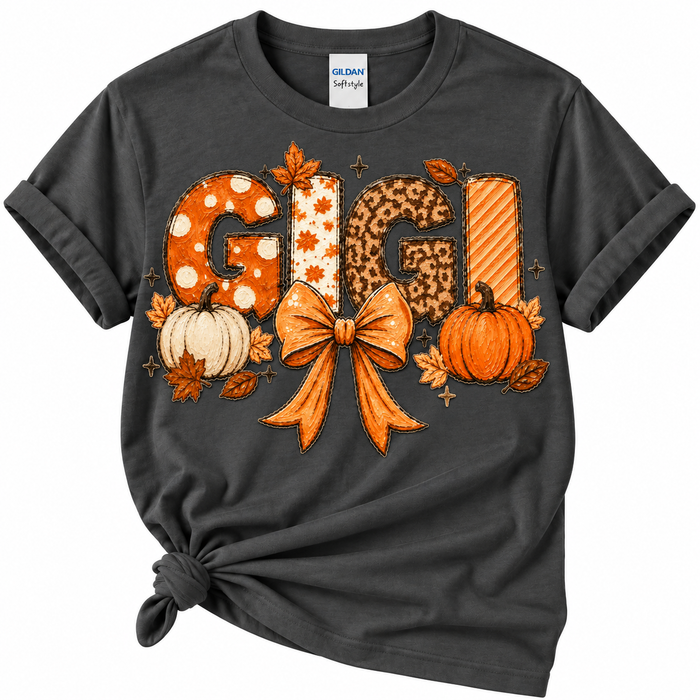 π GIGI Fall Pumpkin & Bow Graphic Tee