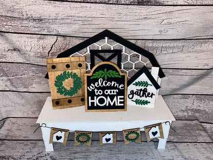 Barn bench interchangeable decor