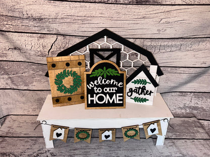 Barn bench interchangeable decor