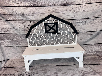 Barn bench interchangeable decor