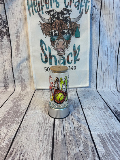 Softball Game Day 16oz Glass Cup