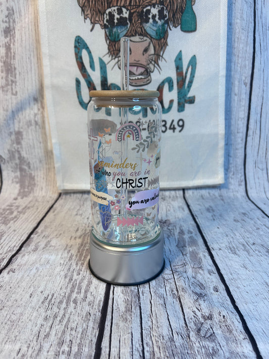 Reminder of who you are in Christ 16oz glass cups