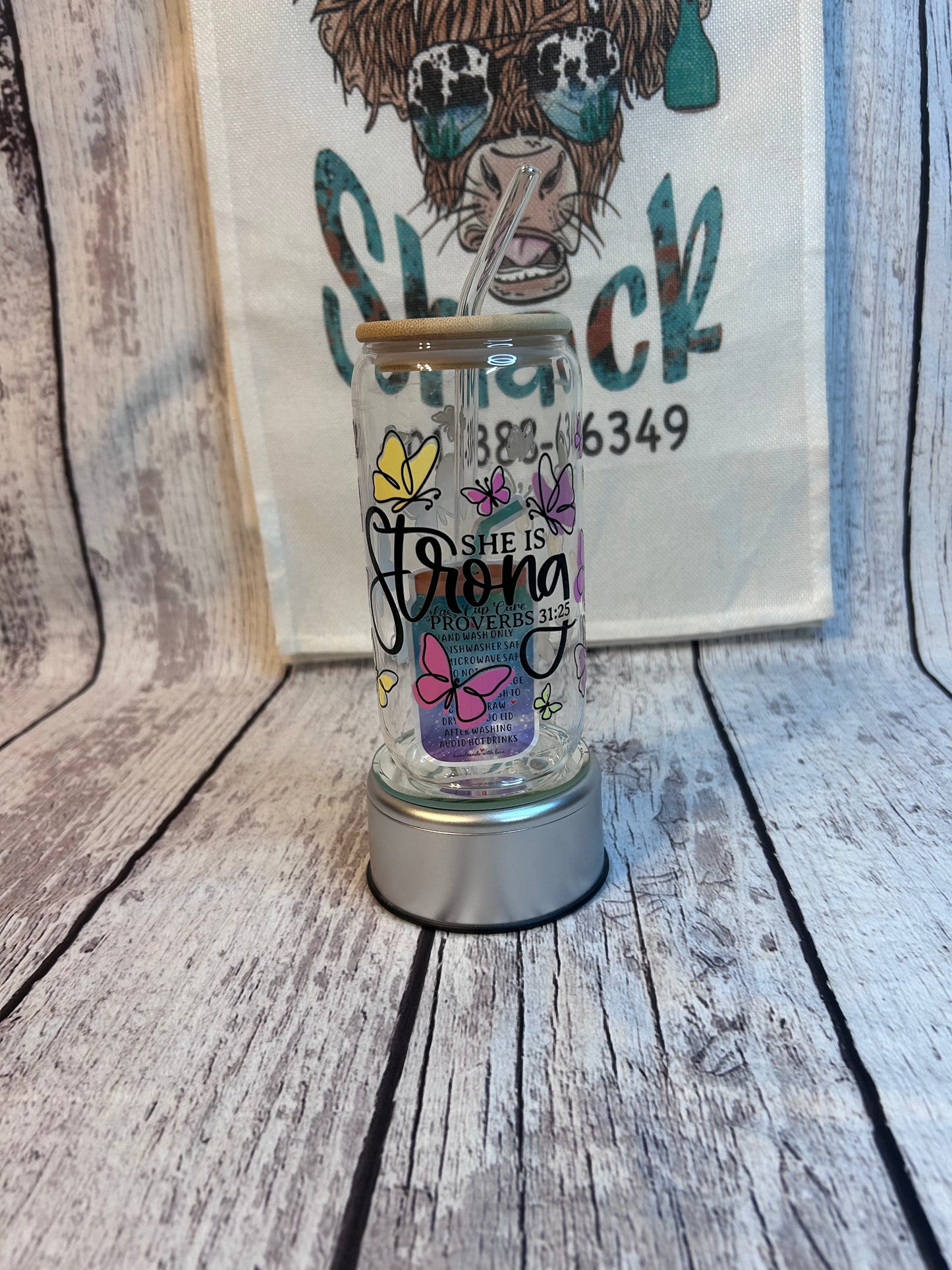 She is stronger than the storm 16oz glass cups