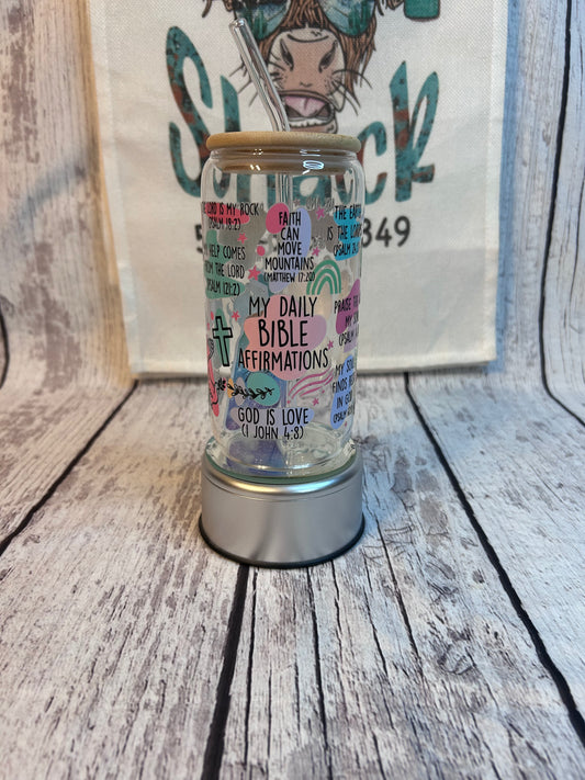 Bible verse affirmations 16oz glass cups