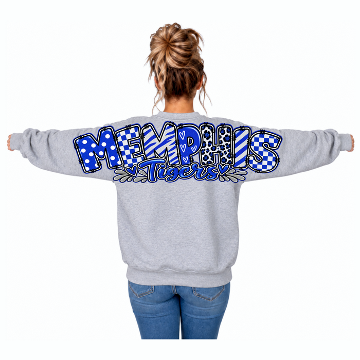 Memphis Tigers Doodle Patchwork Crewneck Sweatshirt