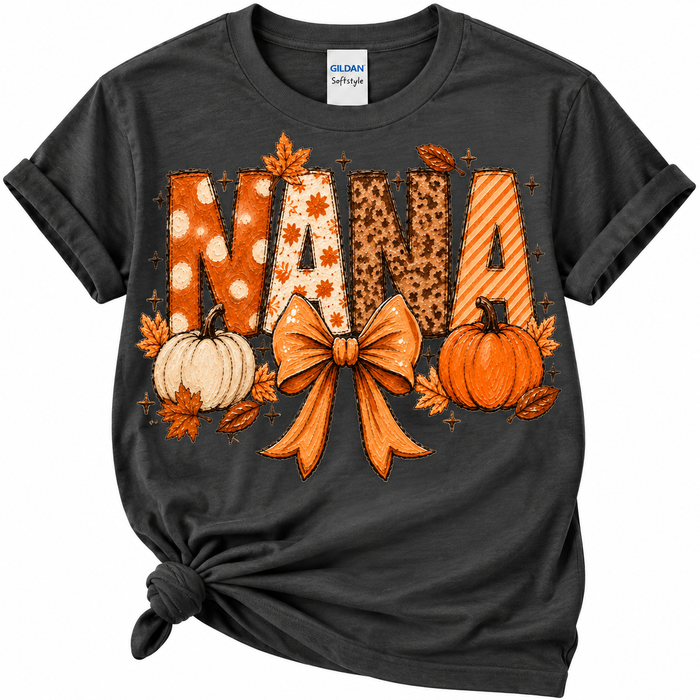 🧡 NANA Fall Pumpkin & Bow Graphic Tee