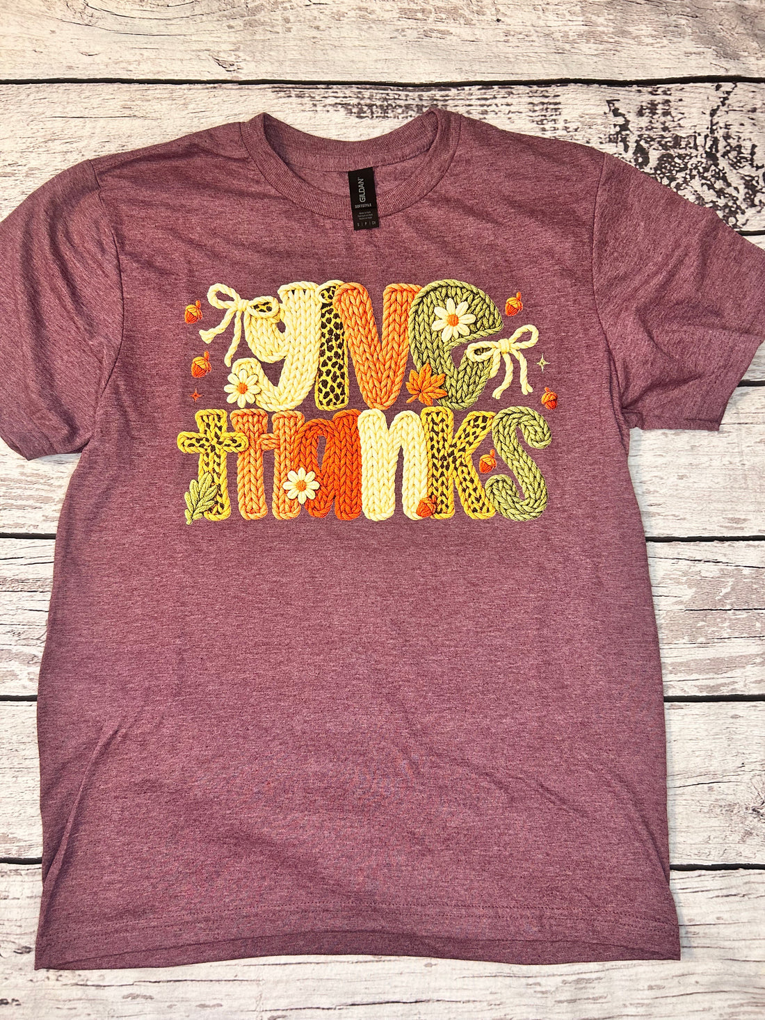 Give Thanks Heather Maroon Shirt