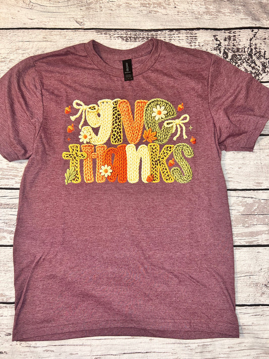 Give Thanks Heather Maroon Shirt